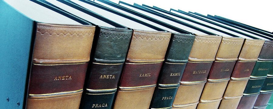 Leder Buchrücken Stehsammler Stehordner mit Prägung